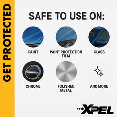 XPEL SiO₂ Waterless Wash wipe-and-buff action for a streak-free, high-gloss finish.