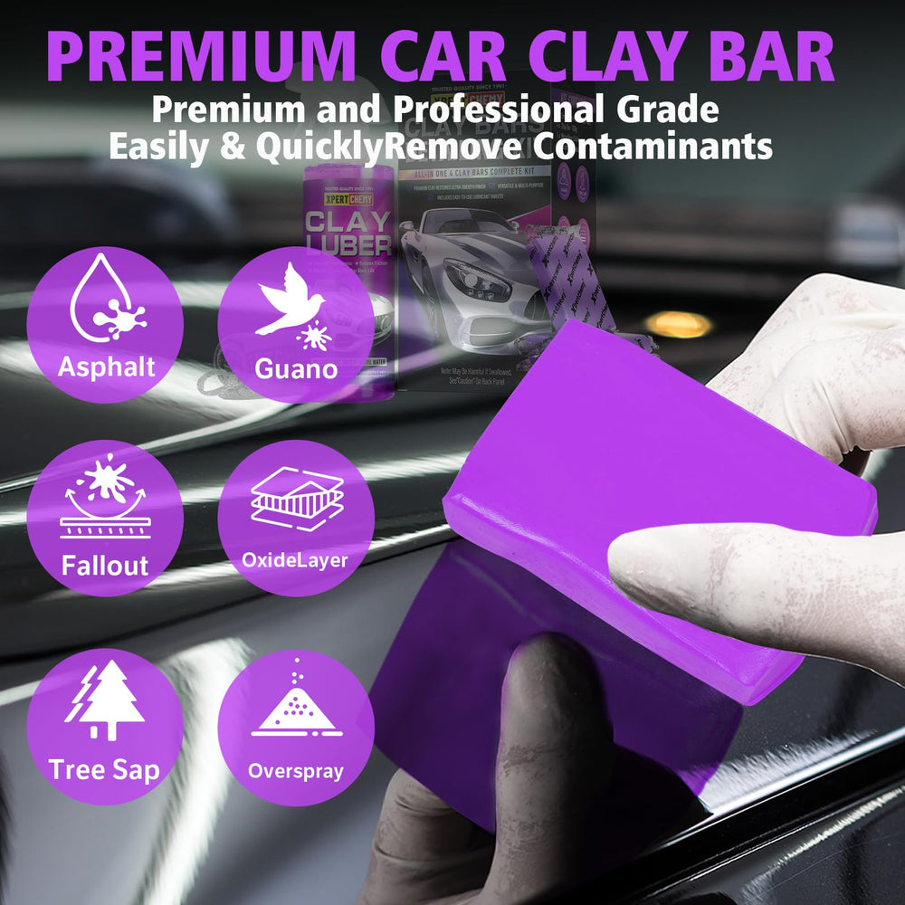 XPERTCHEMY all-in-one clay bar kit packaging and instruction card.