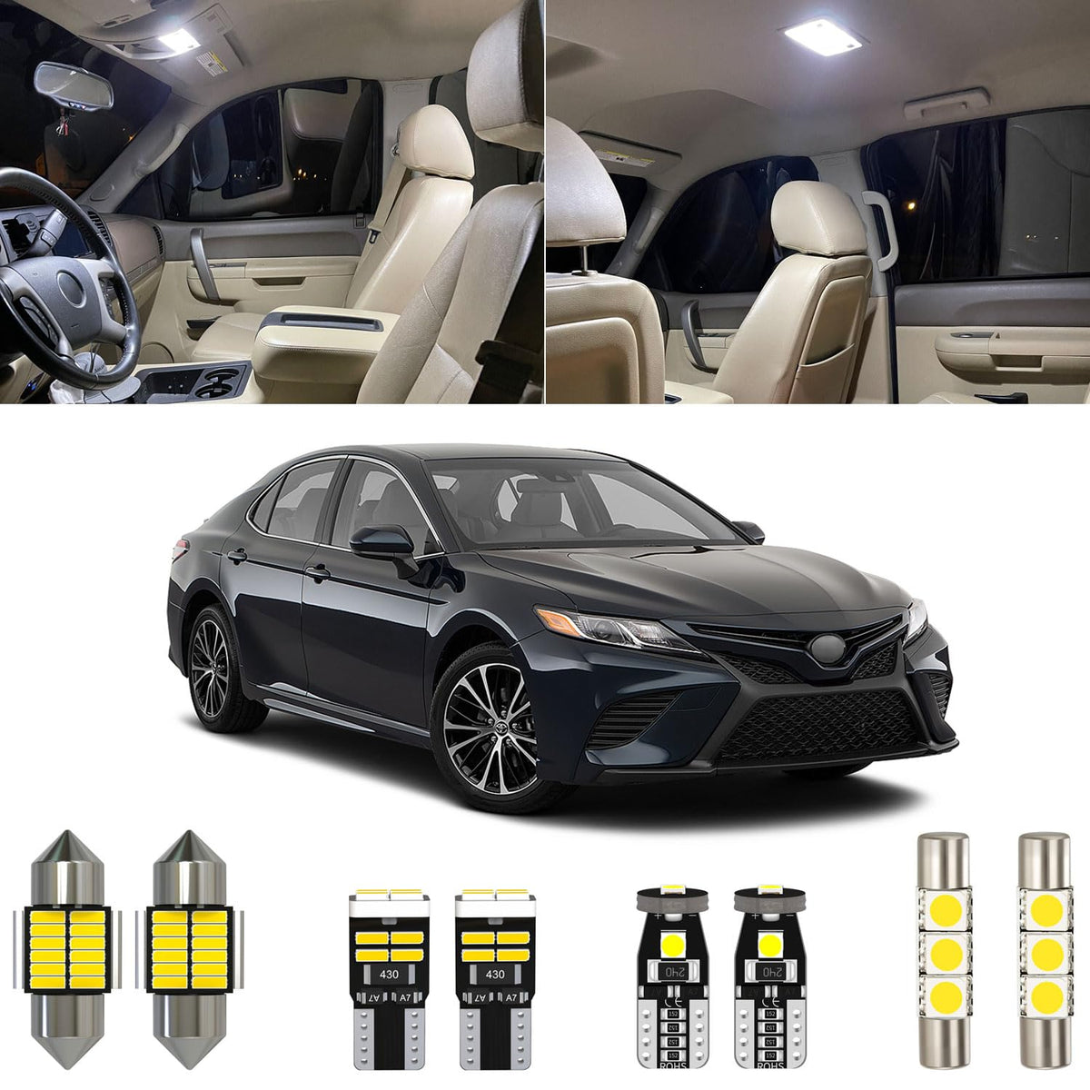 Xpismii Camry LED kit box with placement diagram for easy upgrade
