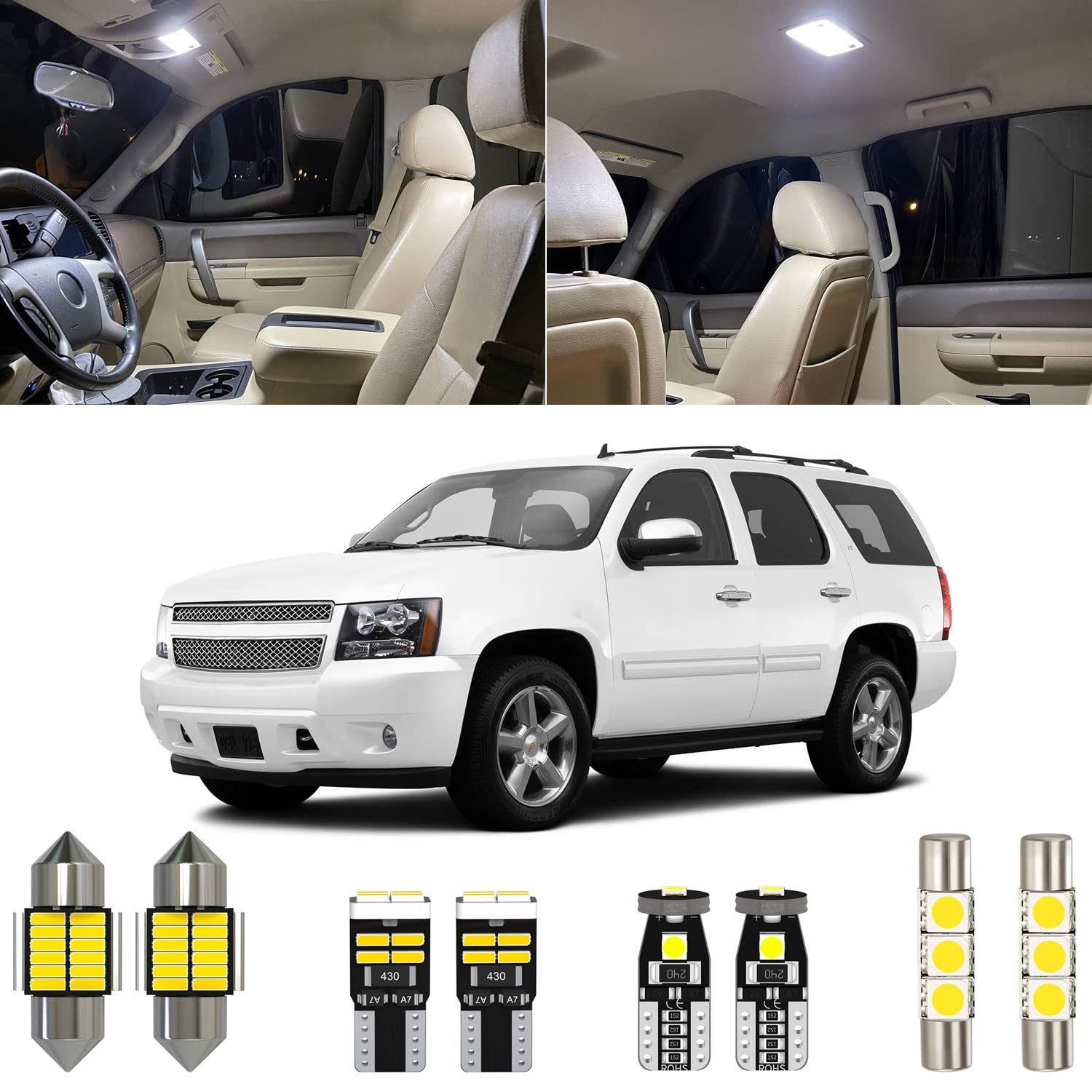Xpismii Tahoe interior light kit front map lights for clear nighttime visibility