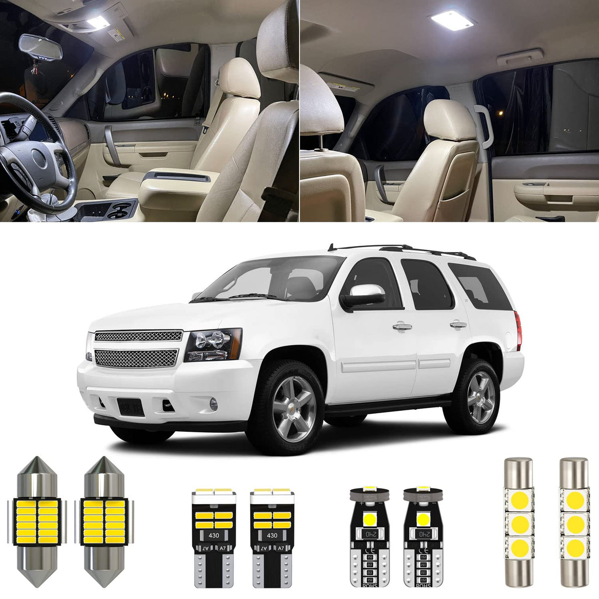 Xpismii Tahoe interior light kit front map lights for clear nighttime visibility