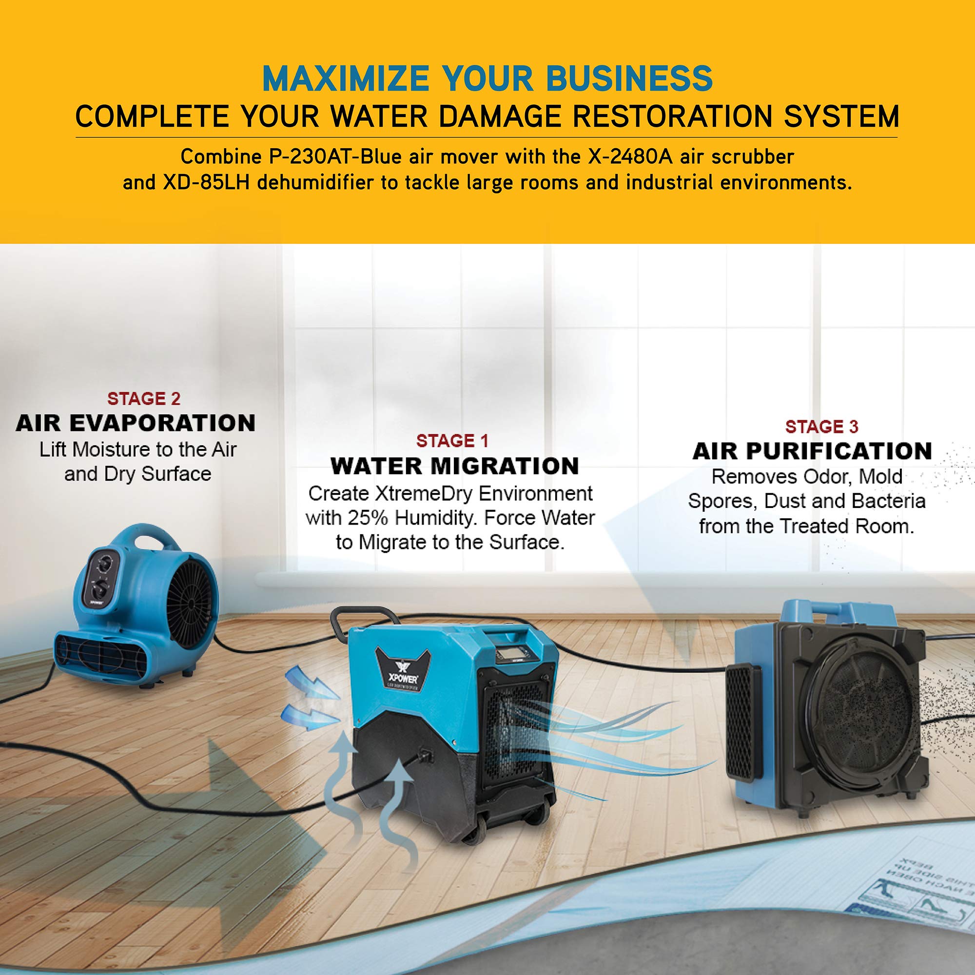 XPOWER P-230AT 10 ft cord supports flexible placement during projects.