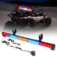 Xprite 30-inch LED chase bar front view with running and turn signals for visibility