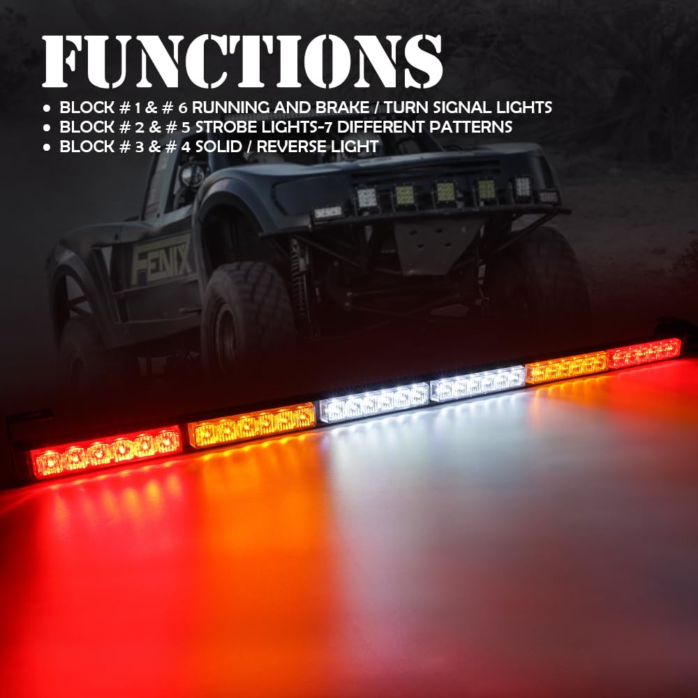 Xprite 36-inch rear LED bar side view shows rugged build and wide illumination.