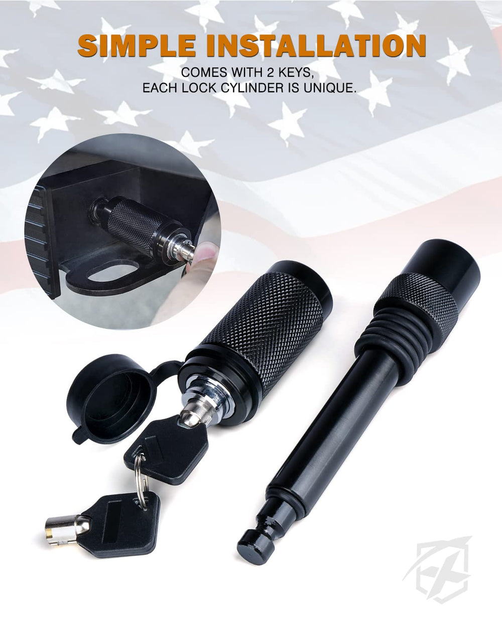 Xprite aluminum hitch cover with rubber gasket reduces rattling.