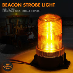 Xprite amber beacon side view shows compact permanent mount for vehicles