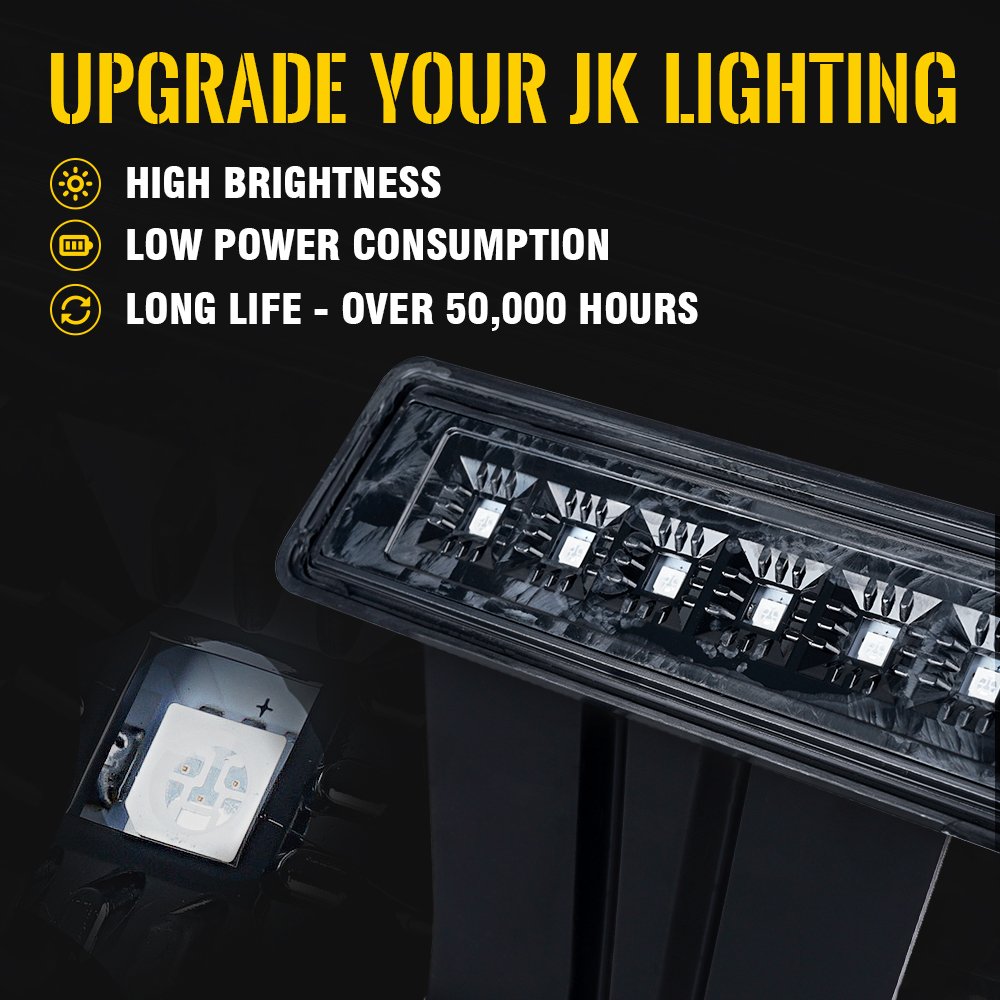 Xprite high-mount stop light for Jeep Wrangler JK/JKU improves rear visibility