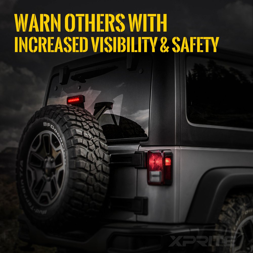 Xprite IP68 waterproof brake light withstands harsh weather for Jeep enthusiasts