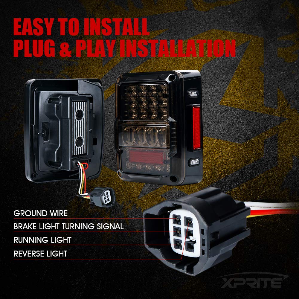 Xprite smoked lens housing on Jeep JK delivers durable ABS construction