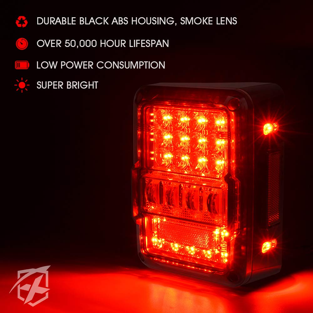 Xprite JK tail light brake and turn signals with plug-and-play design