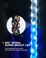 Xprite rocker switch integrated on whip light allows simple on/off control.