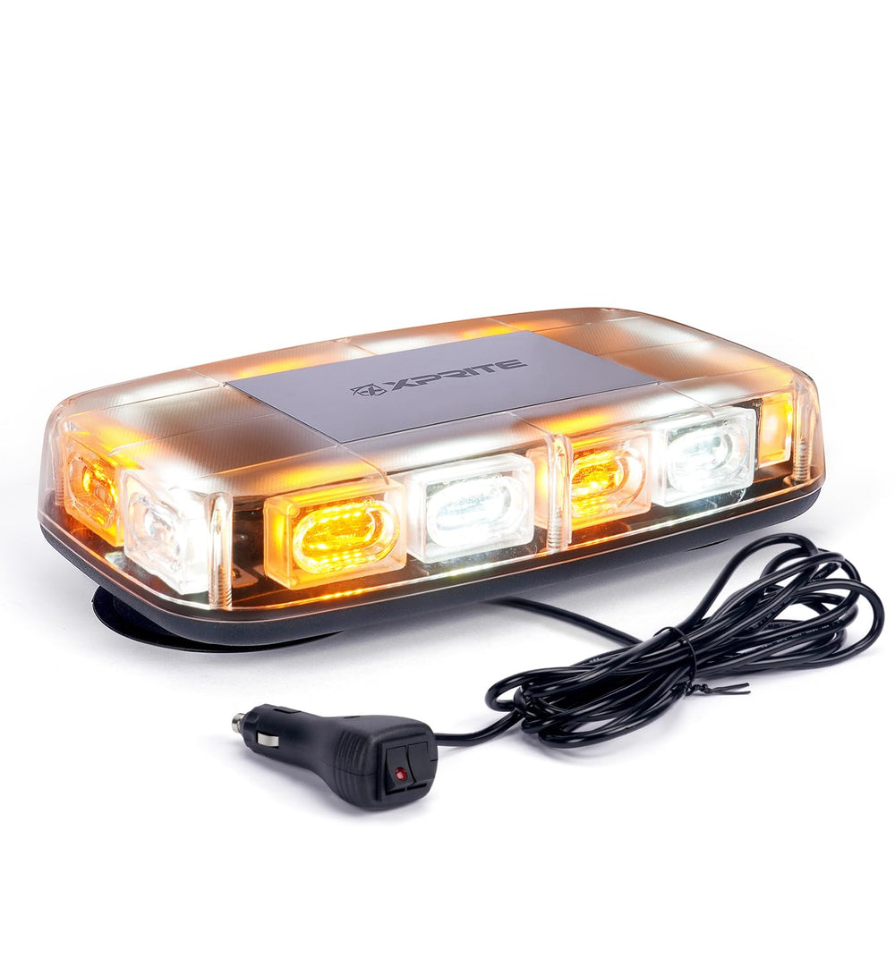 Xprite Upgraded 12-inch rooftop strobe front view, high brightness for day and night safety.