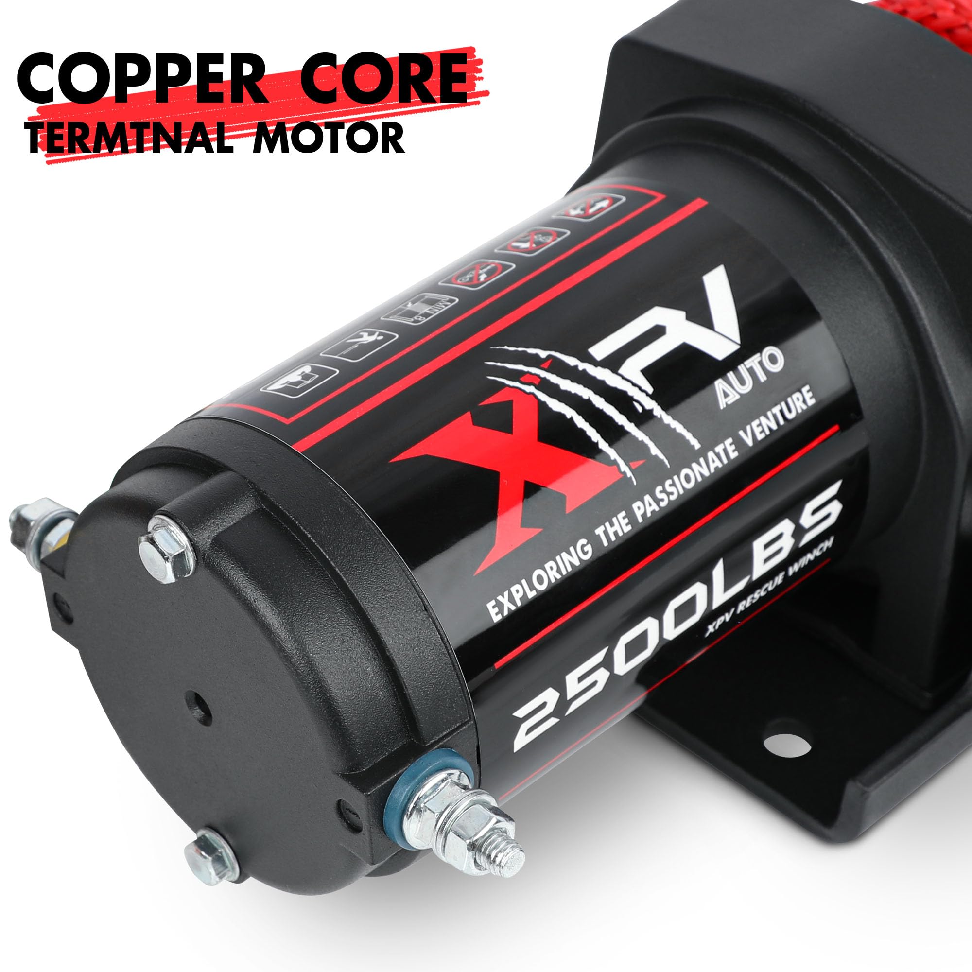 XPV AUTO 2500lbs winch with integrated remote box enables quick recovery on trails
