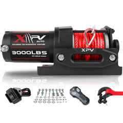 XPV AUTO 3000lb winch front-mount for reliable off-road recovery.