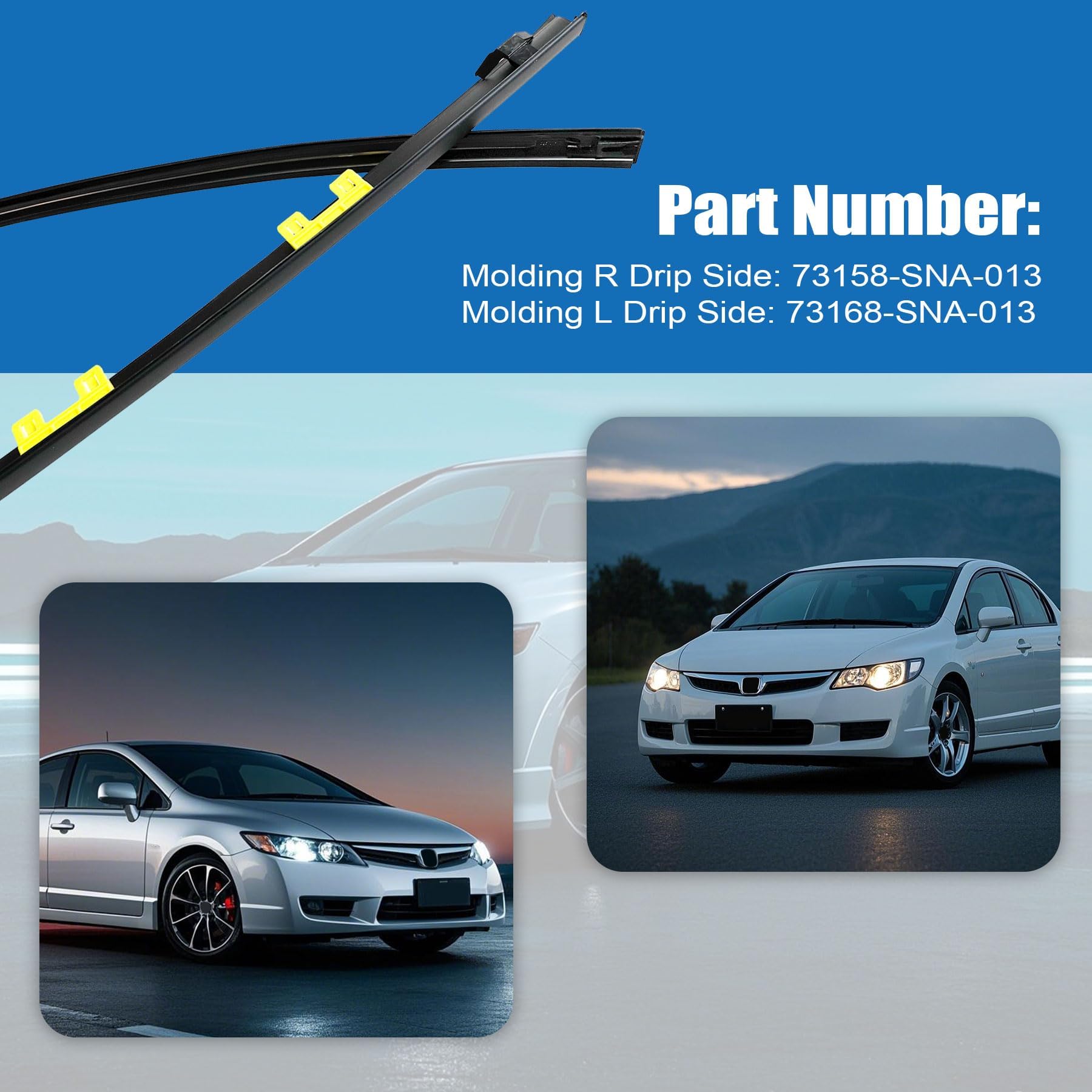 XQSMWF molding material detail highlights durable construction for Civic trim.