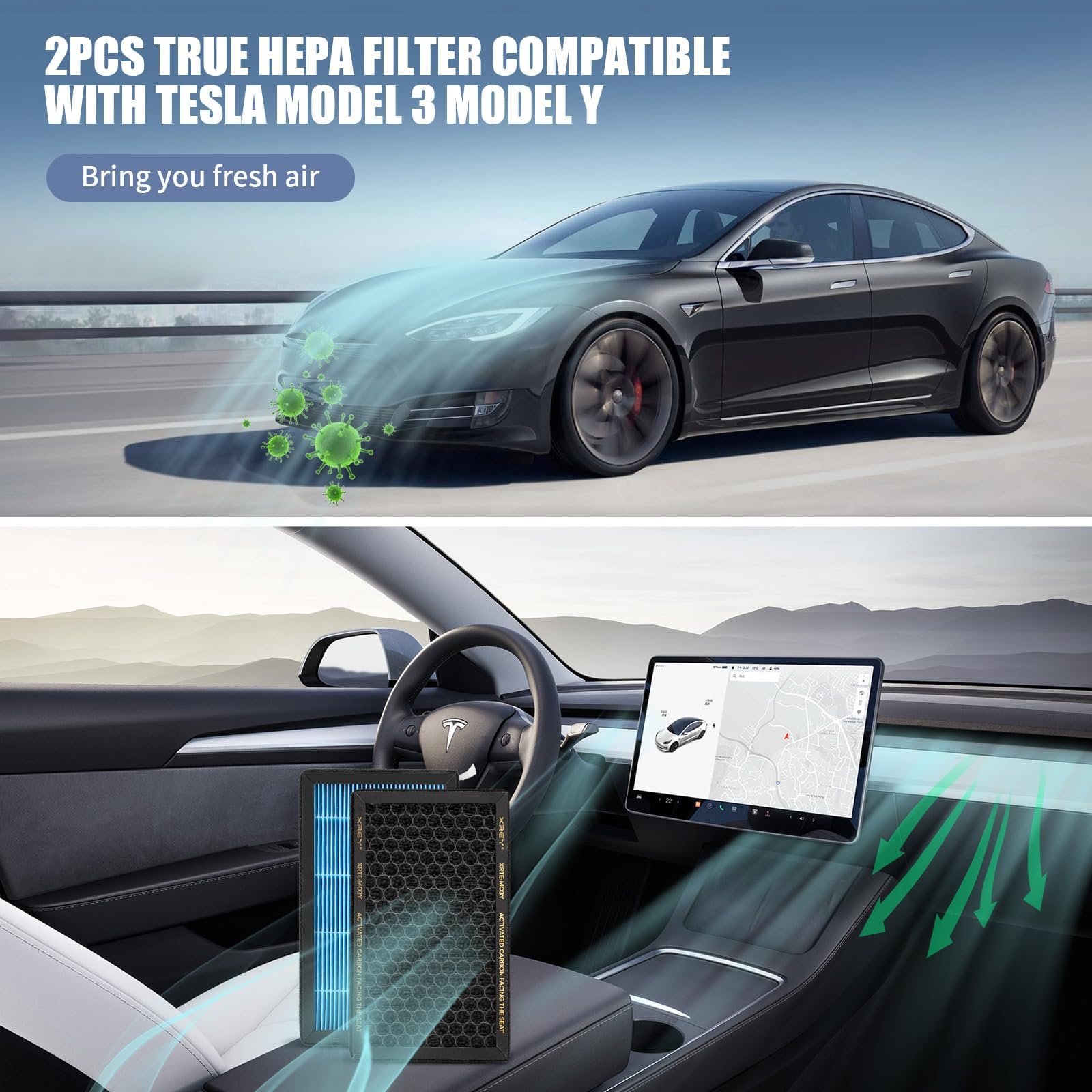 XREY carbon layer image highlights activated carbon for odor absorption.