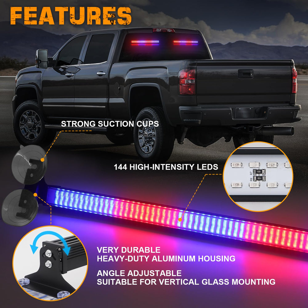 XRIDONSEN 2-in-1 LED closeup shows 144 chips and flood lens for strong signaling