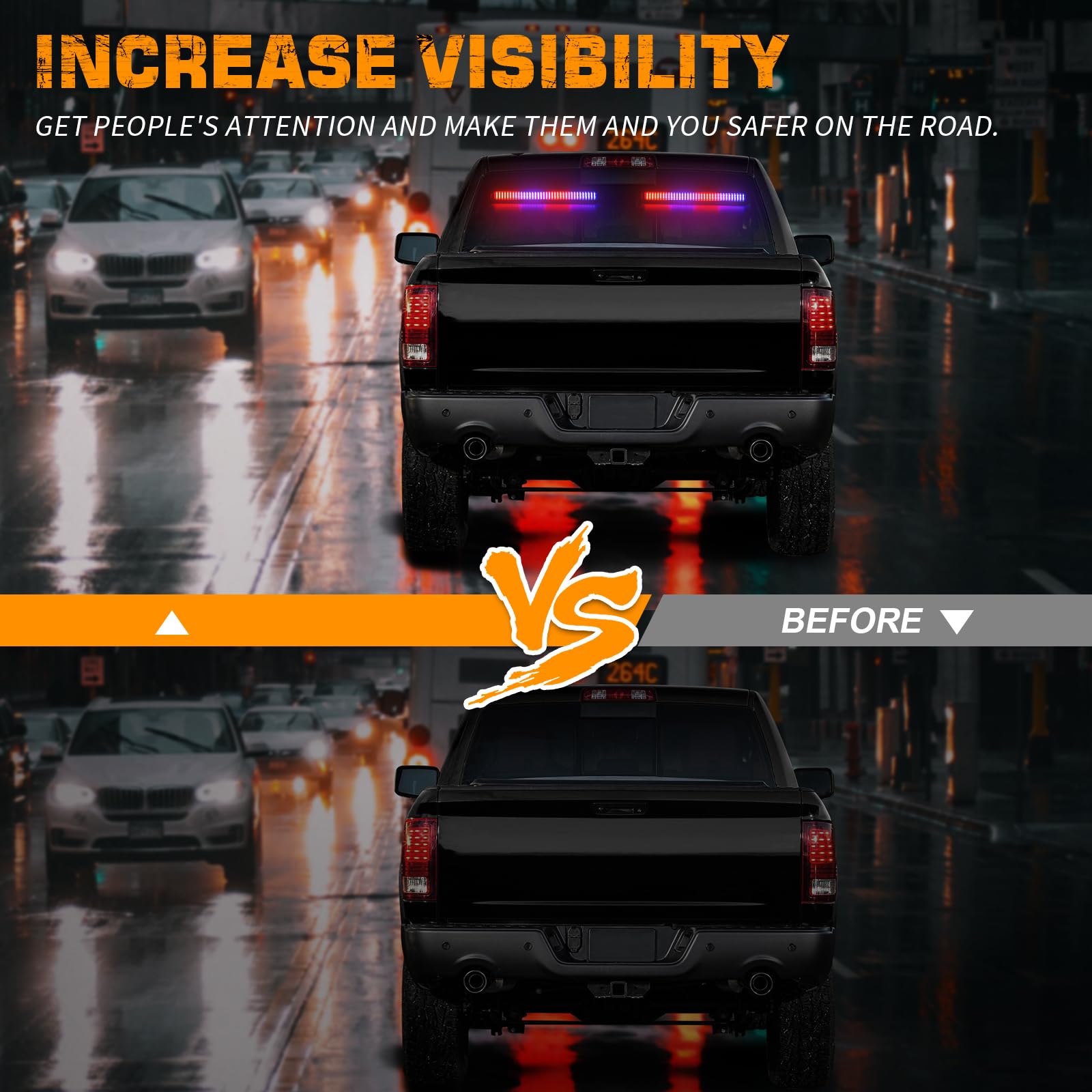 XRIDONSEN 2-in-1 red blue traffic advisor rear view improves warning visibility for oncoming drivers