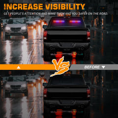 XRIDONSEN 2-in-1 red blue traffic advisor rear view improves warning visibility for oncoming drivers