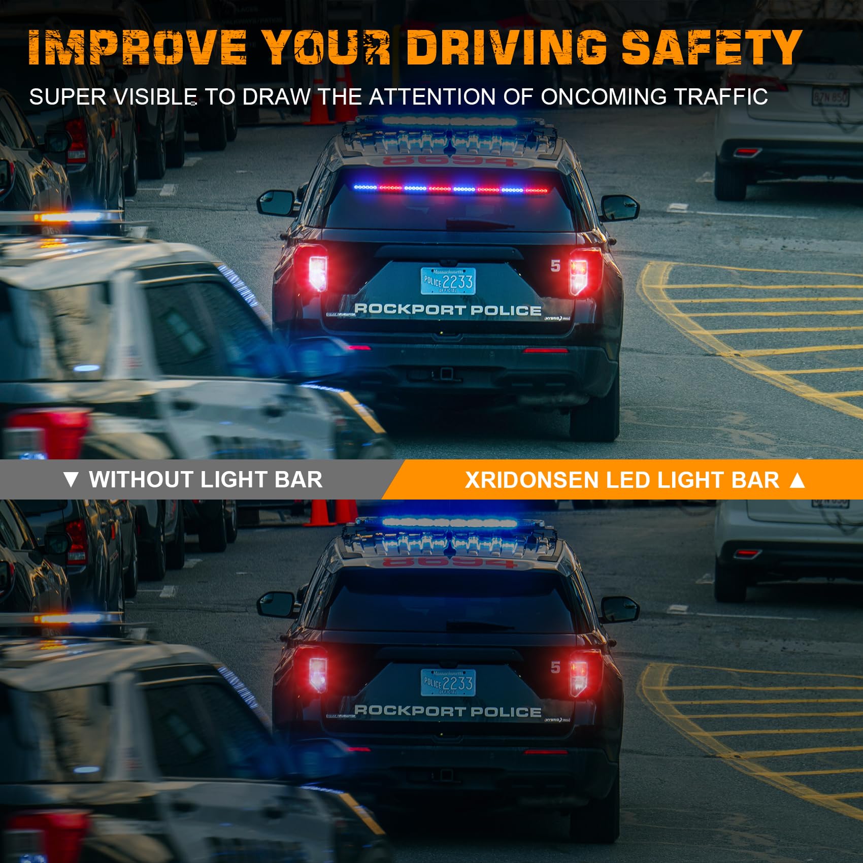XRIDONSEN 35-inch traffic advisor rear view warning lights for rear visibility