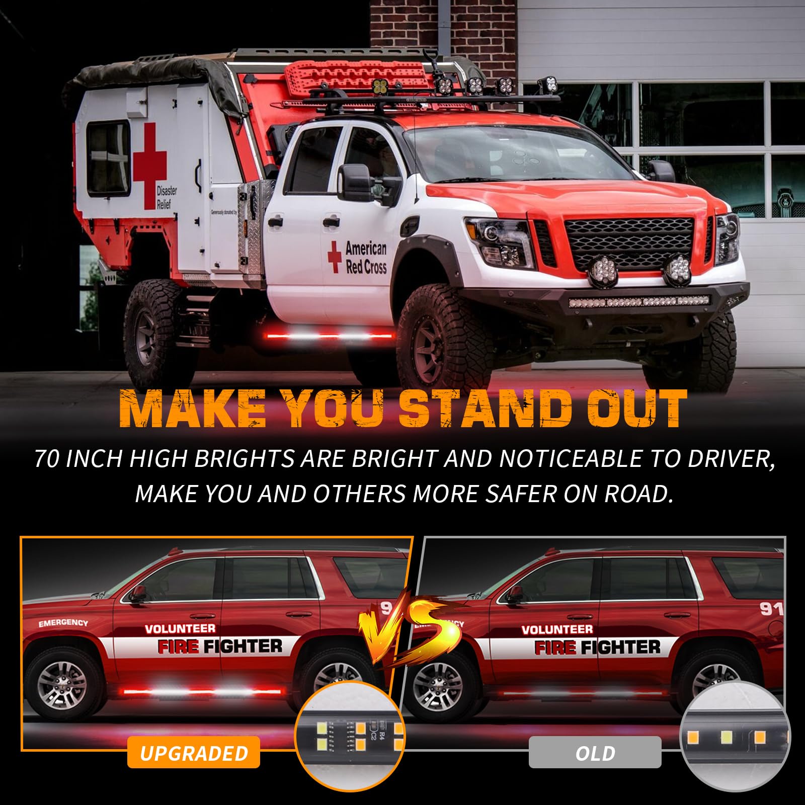 XRIDONSEN emergency light strip installed on a side step for roadside signaling