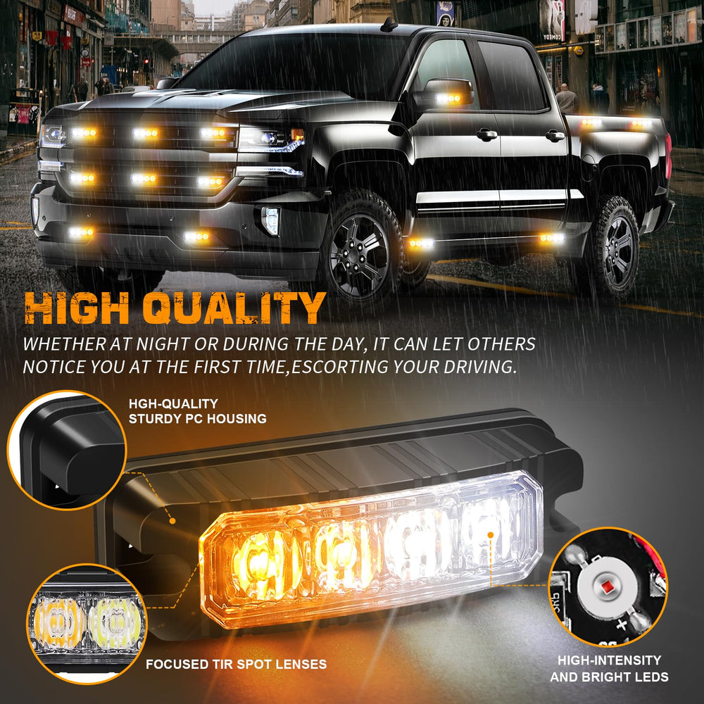 XRIDONSEN 8PCS illuminated amber and white for clear signaling