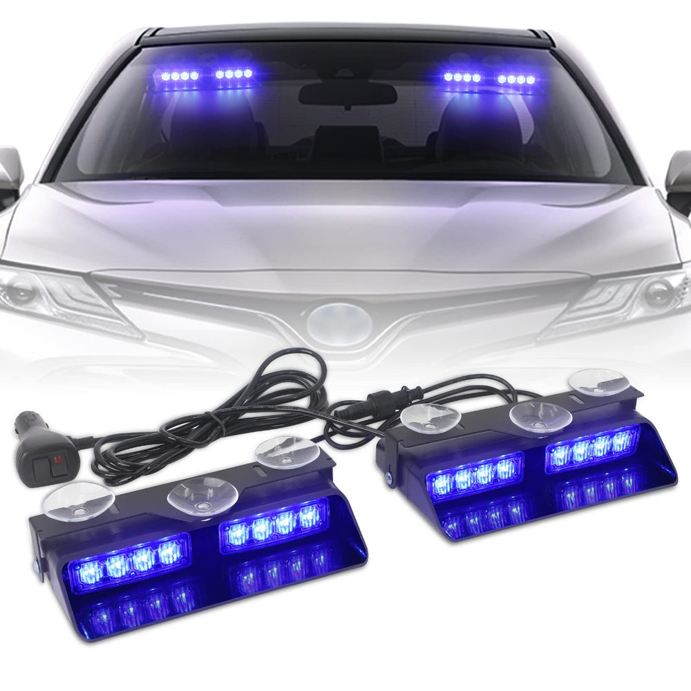 XRIDONSEN blue emergency dash light front view boosts visibility during emergencies