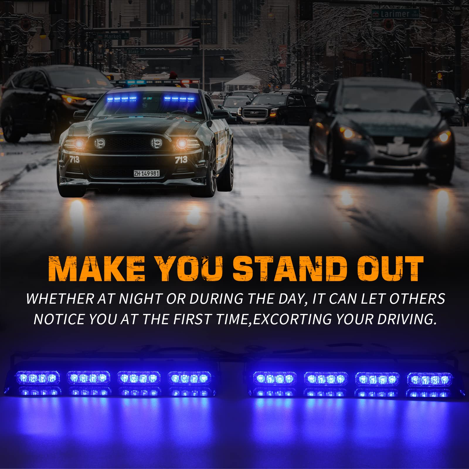 XRIDONSEN emergency dash light mounted on rear windshield for conspicuous signaling