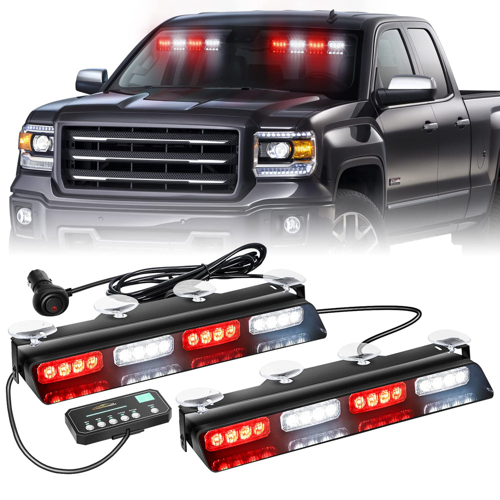 XRIDONSEN emergency dash lights front view with 32 high-brightness LEDs for daytime visibility.