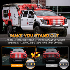 XRIDONSEN emergency light strip 30in red white enhances vehicle safety on roads.