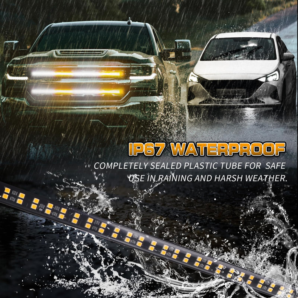 XRIDONSEN 24in LED strobe strip provides amber white signaling for hazards