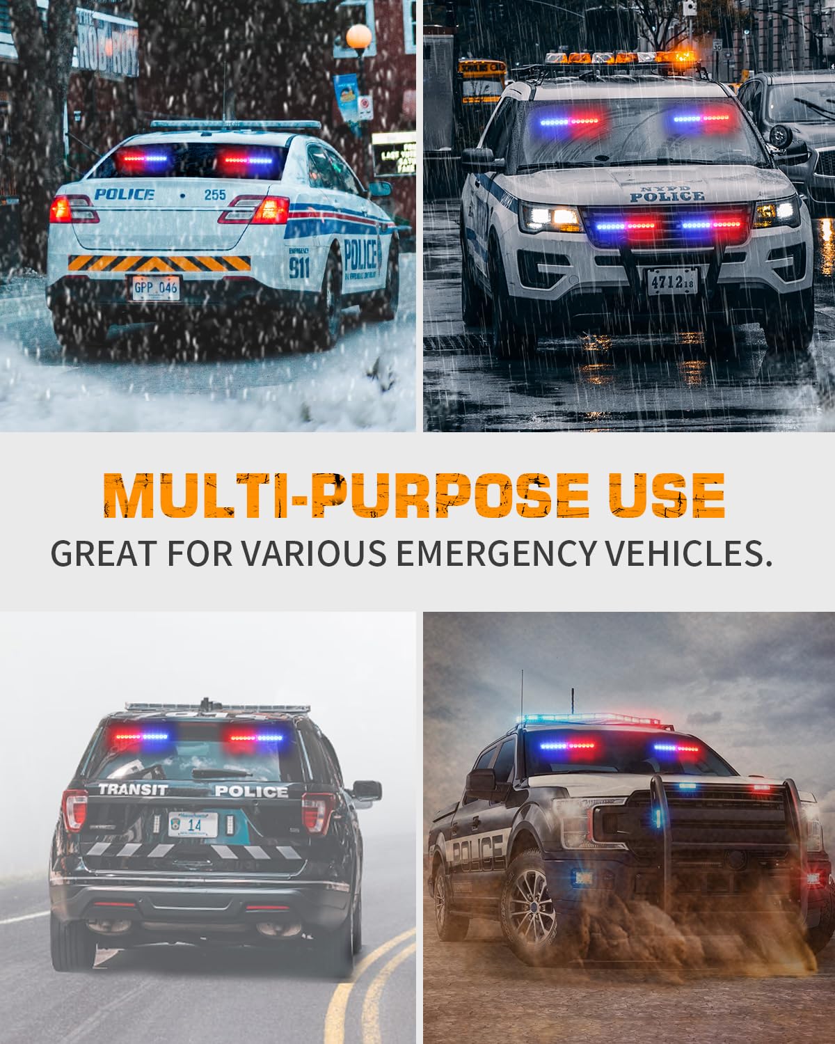 XRIDONSEN police lights 24 LEDs deliver bright daytime visibility.