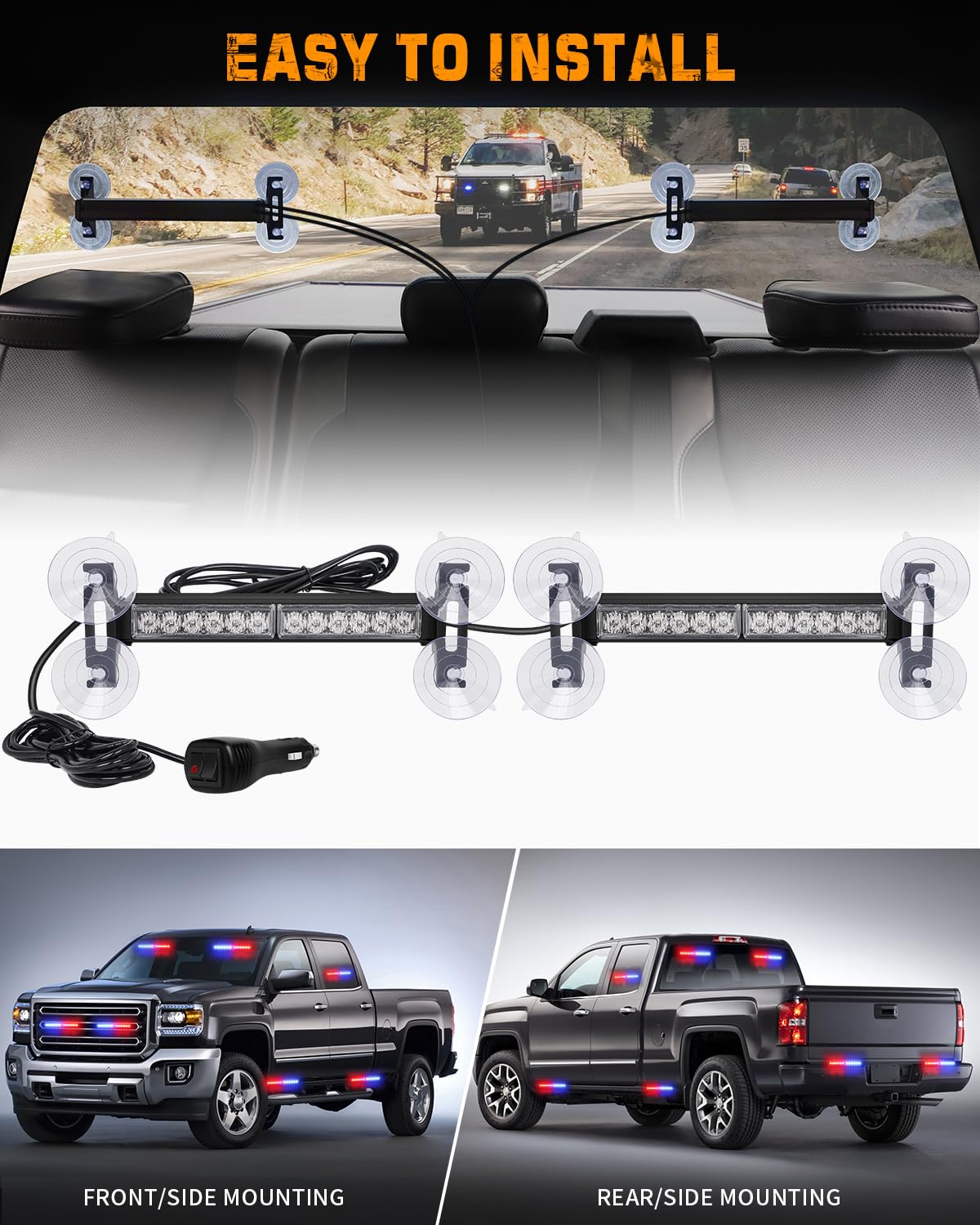 XRIDONSEN police lights IP67 housing withstands rain and dust for reliability.