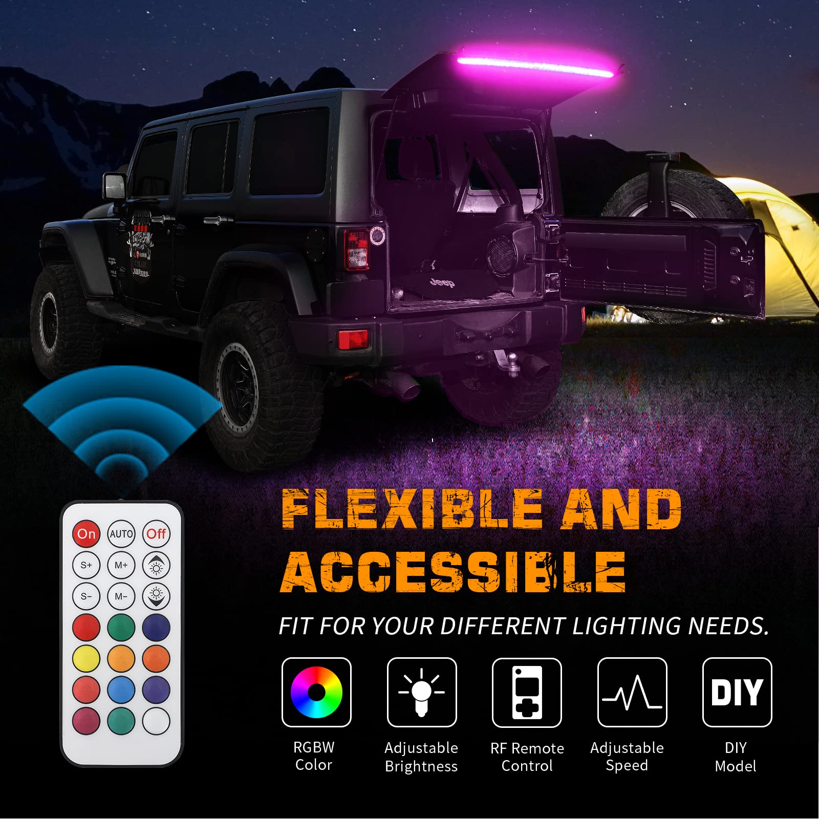 XRIDONSEN RGBW lighting for RVs and SUVs adds versatile ambient illumination