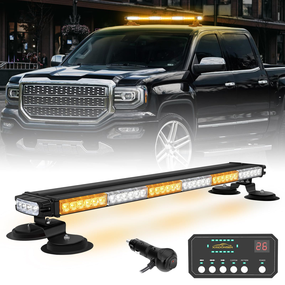 XRIDONSEN rooftop strobe amber white high visibility for emergency vehicles.