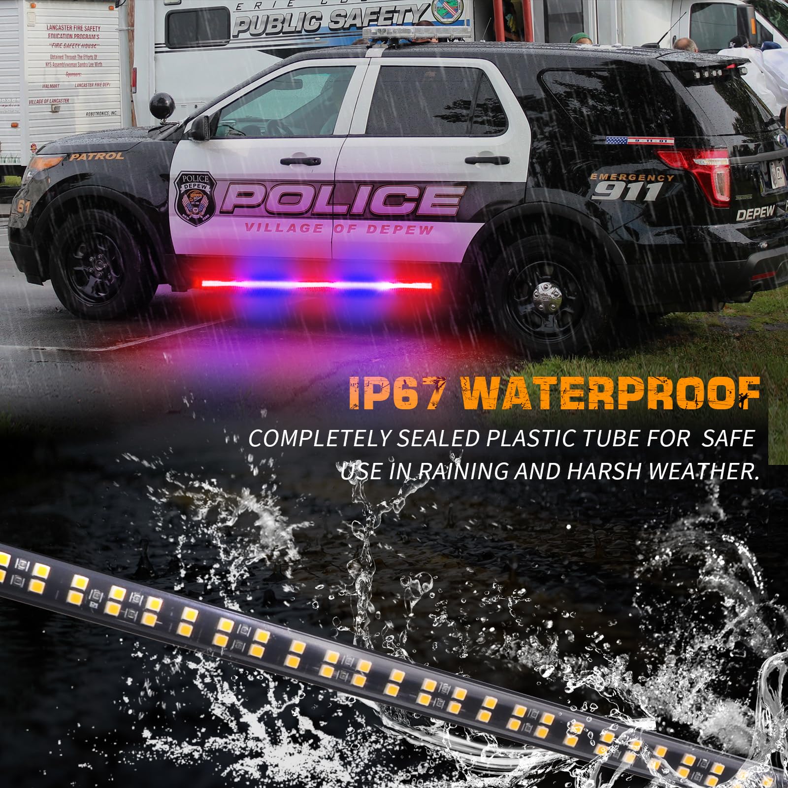 XRIDONSEN police LED strip with 12V control for customizable signaling.
