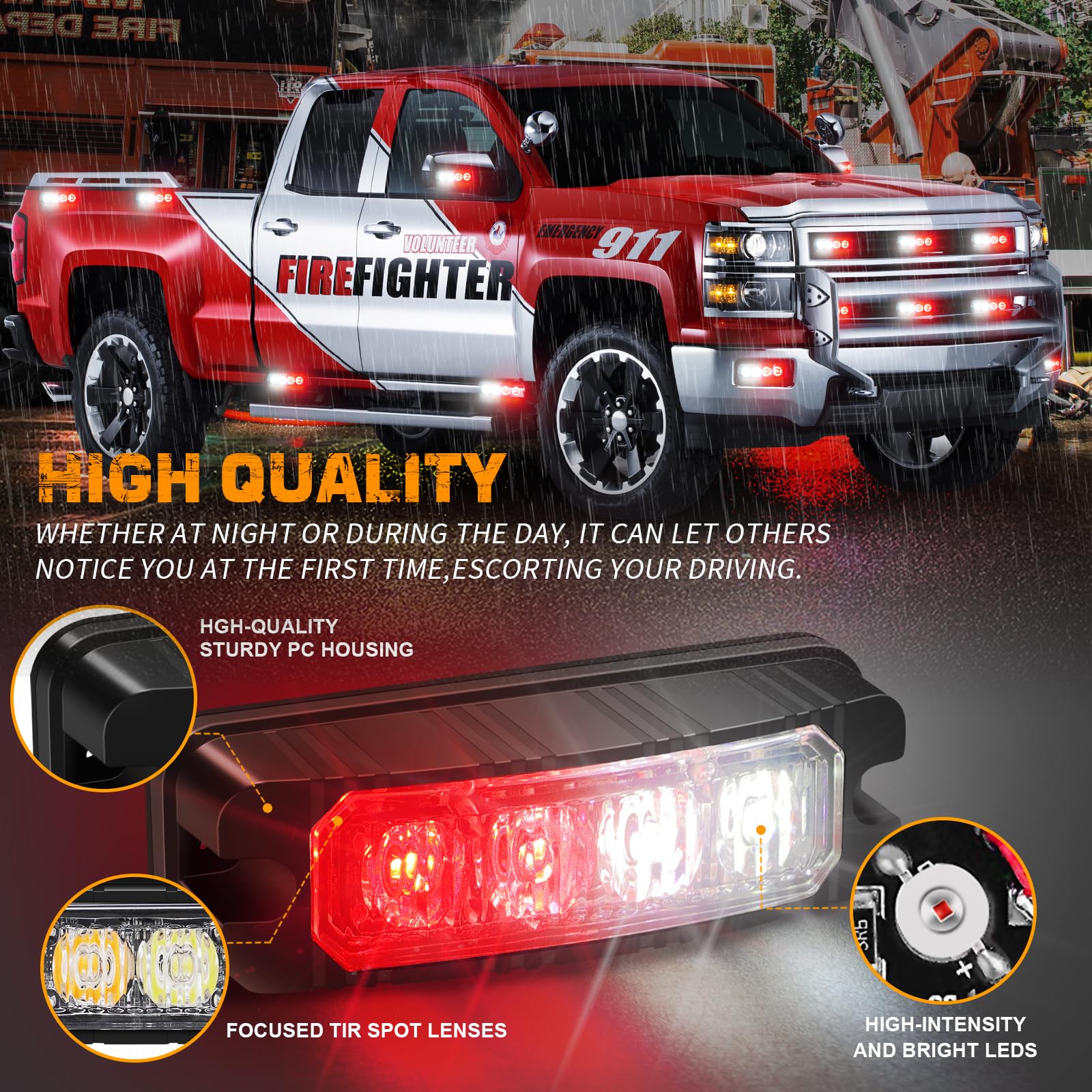 XRIDONSEN surface-mount grill lights install quickly on grille or bumper.