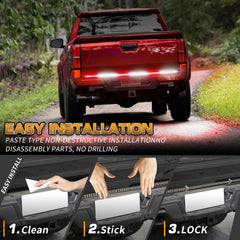XRIDONSEN plug-and-play tailgate light strip with adhesive mounting for fast installation