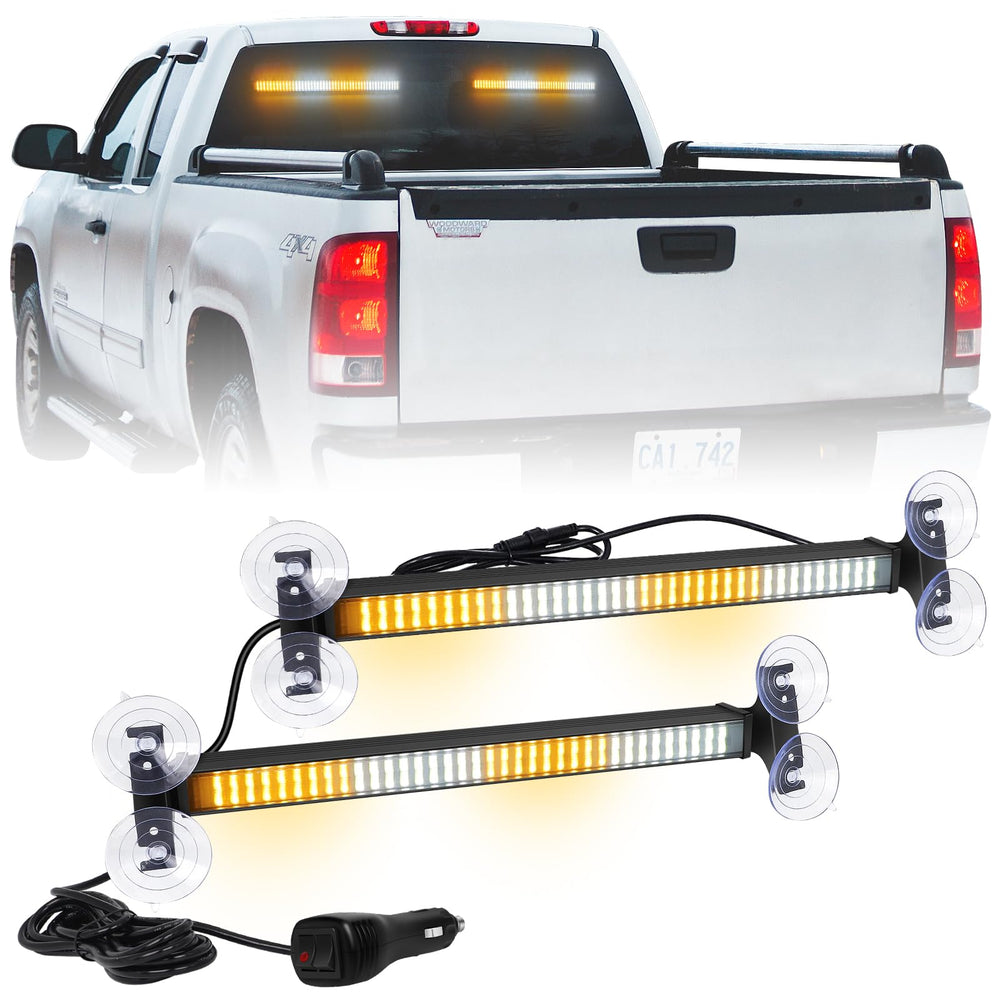 XRIDONSEN traffic advisor light bar front view with amber and white LEDs for day and night visibility