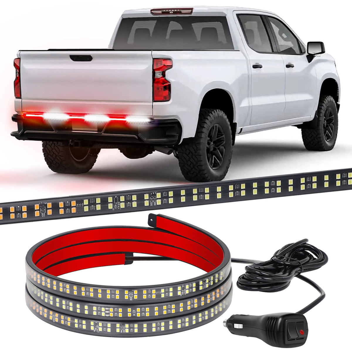 XRIDONSEN truck tailgate emergency light strip installed on rear for high visibility day and night