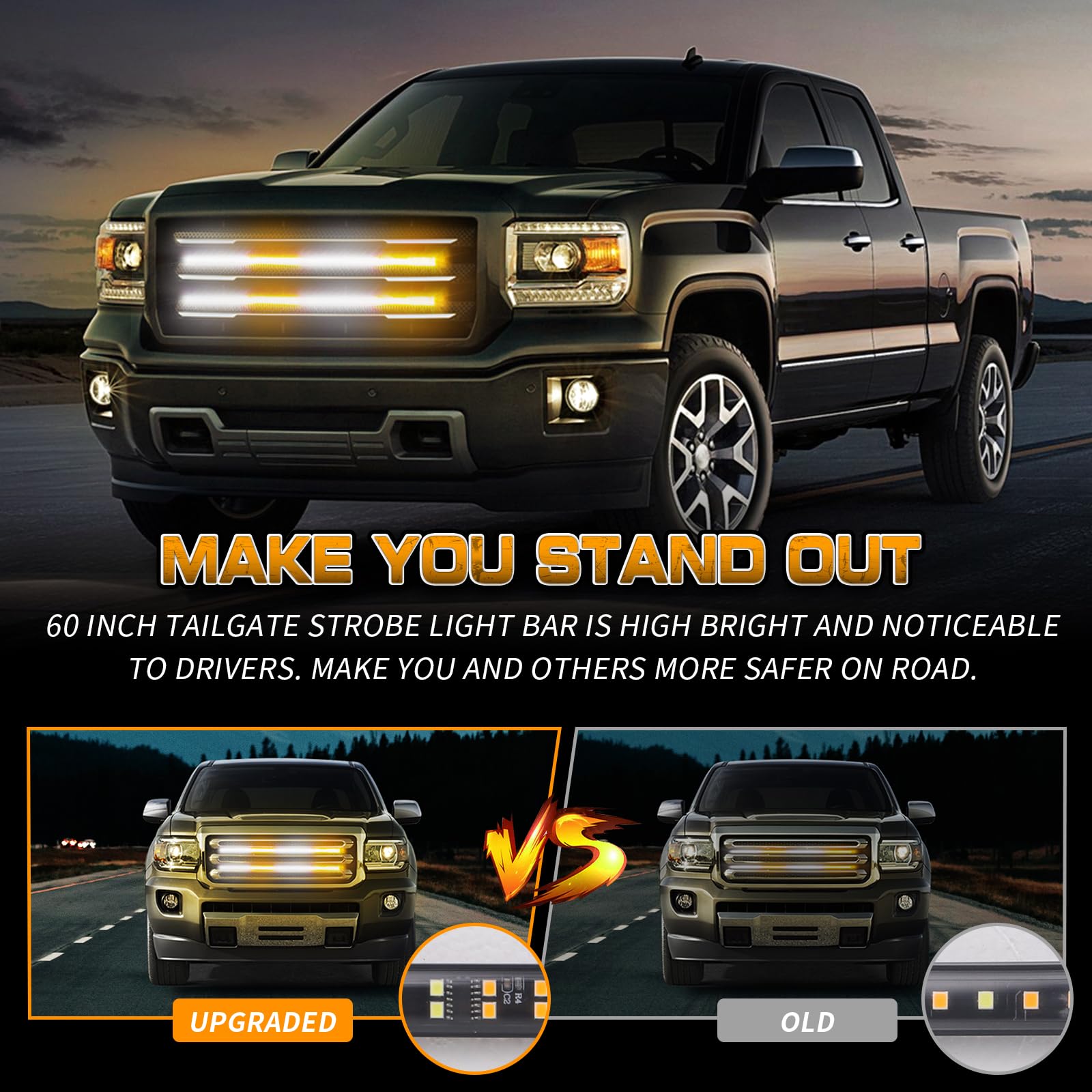 XRIDONSEN truck tailgate strobe lights increase rear warning for construction and tow vehicles