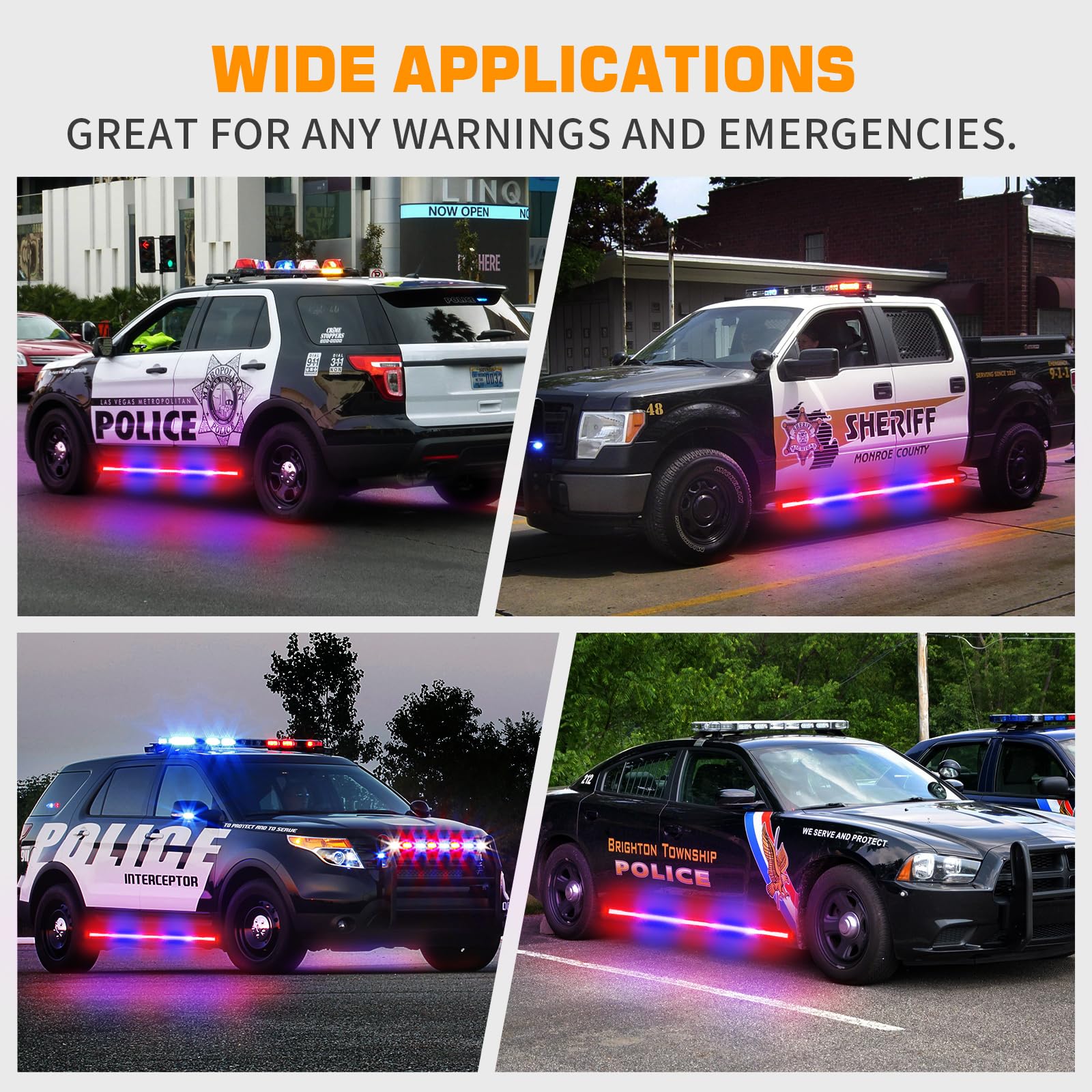 XRIDONSEN wide application for emergency vehicles, trucks, and SUVs.