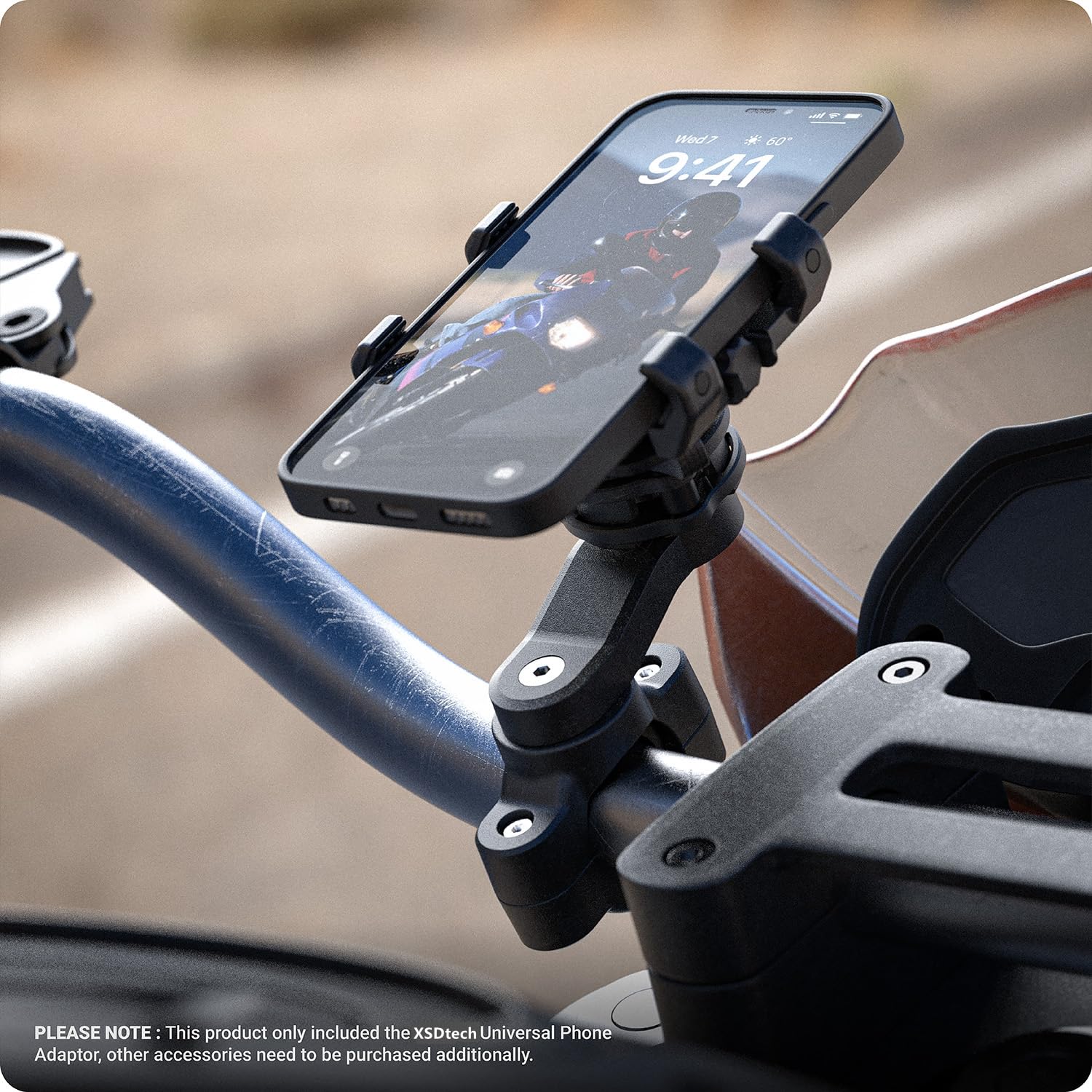 XSDTech Clip-based mount provides secure attachment without adhesive for peace of mind on rides.