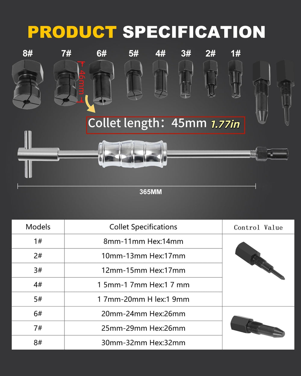 XSTARYE expandable collets 8–32 mm for versatile fits.