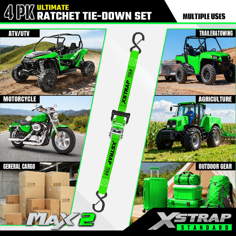 XSTRAP STANDARD 15ft tie-down straps with safety-lock S-hooks for added security