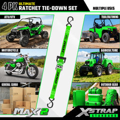 XSTRAP STANDARD 15ft tie-down straps with safety-lock S-hooks for added security