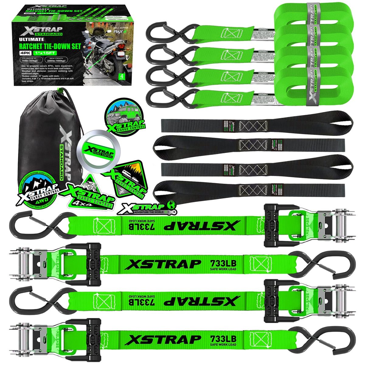 XSTRAP STANDARD motorcycle ratchet straps secure bikes during transport