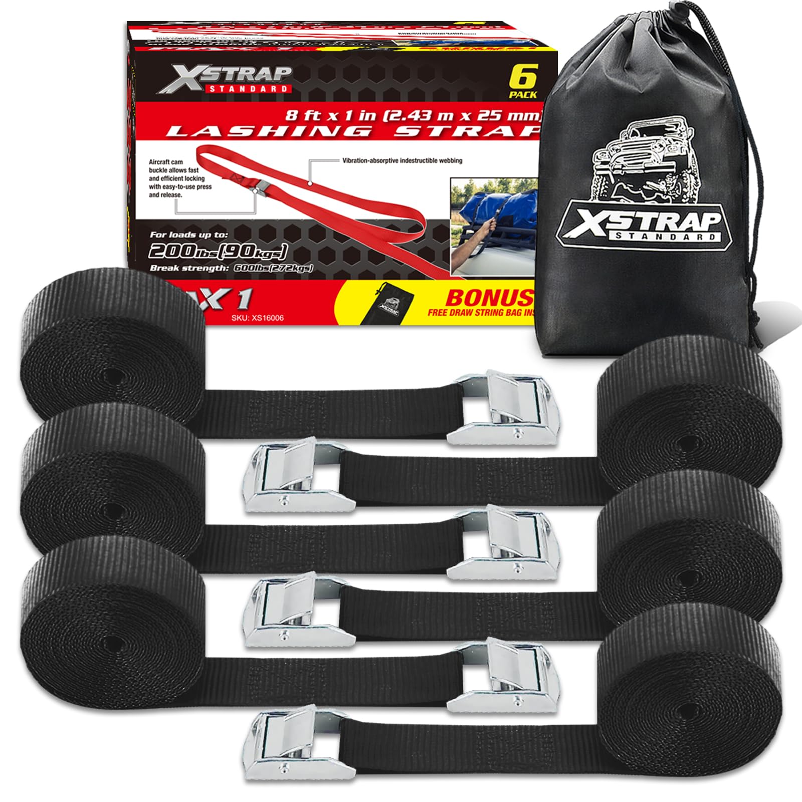 XSTRAP STANDARD cam buckle close-up with rugged clamp for secure cargo.