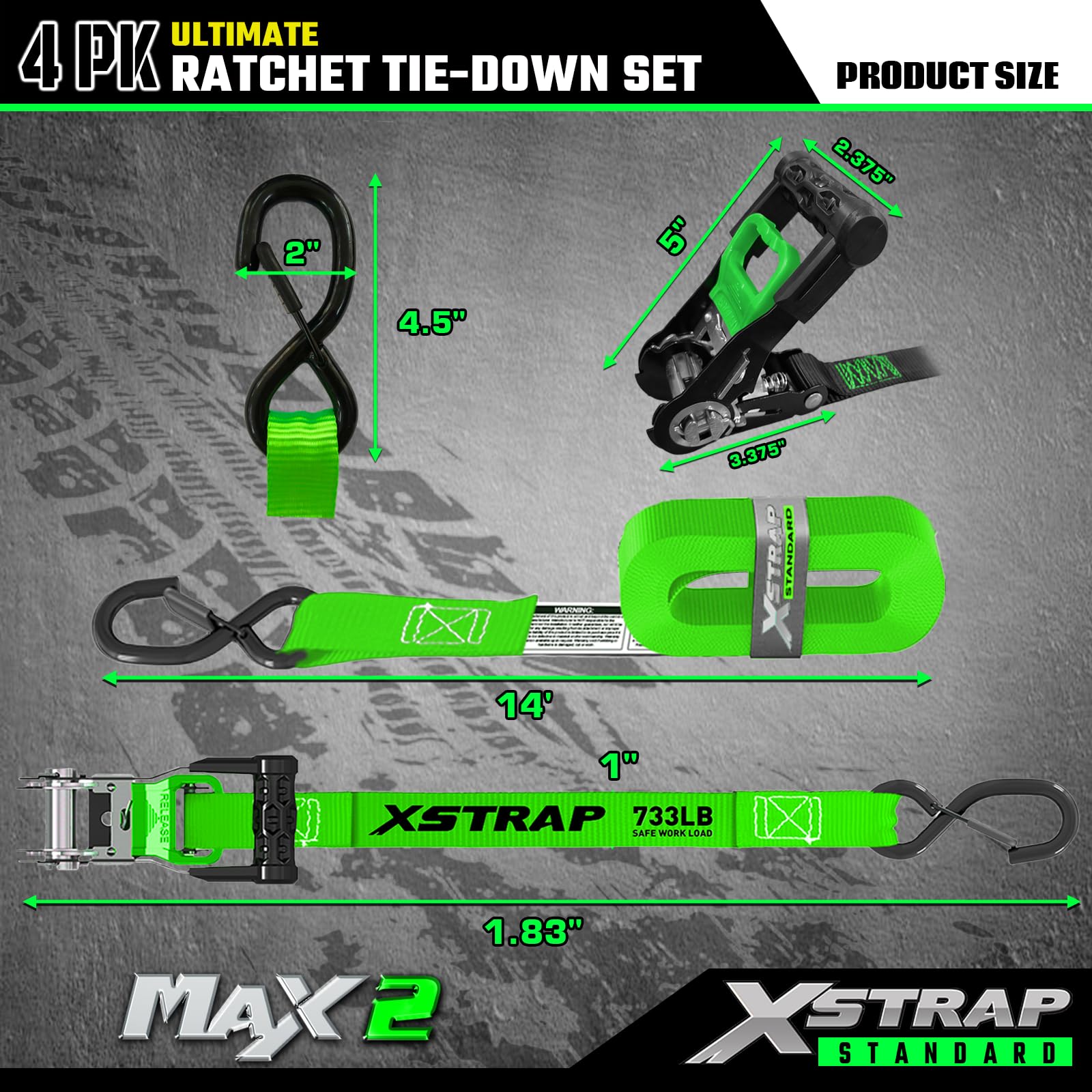XSTRAP STANDARD ergonomic rubber handles provide comfortable tightening