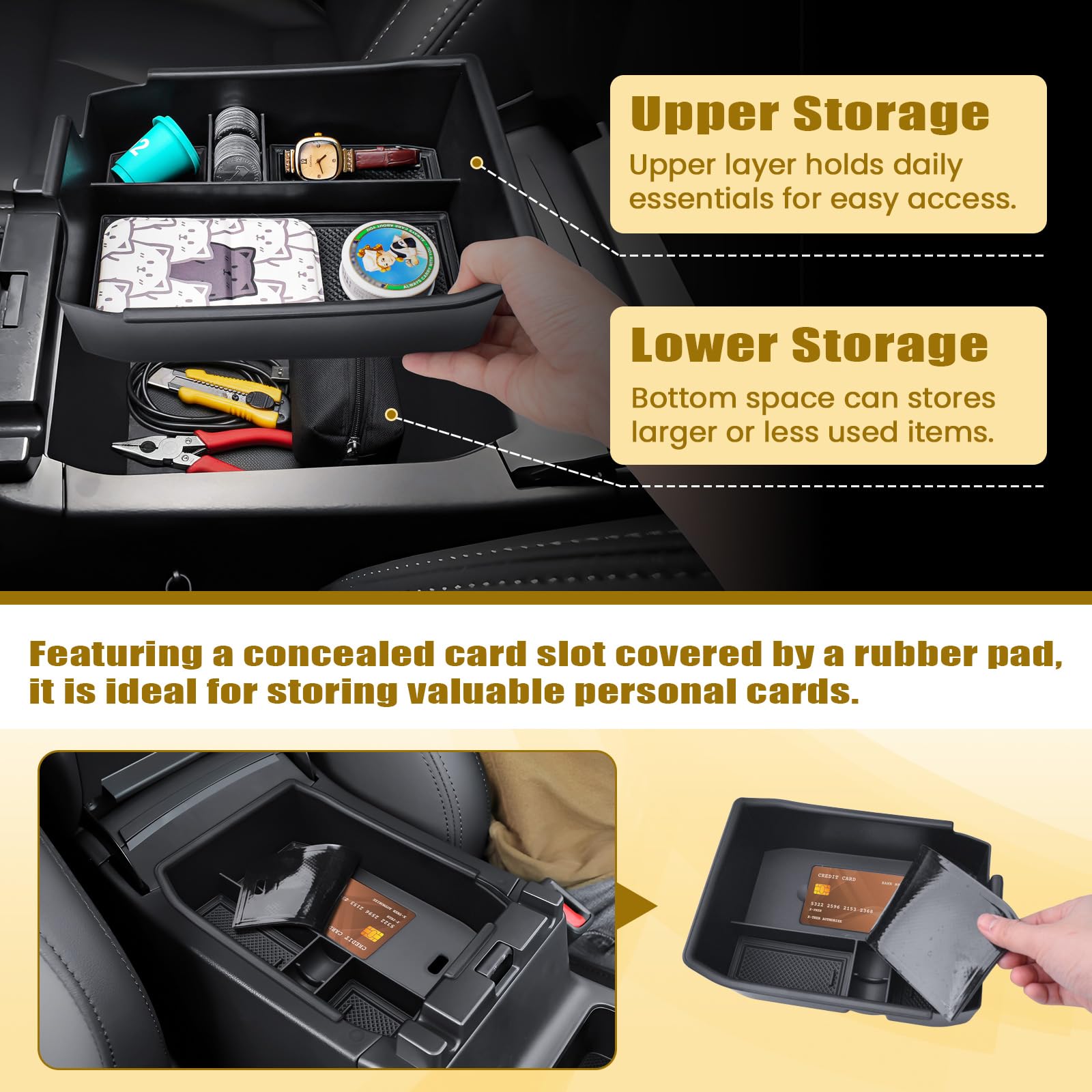 XTKER two-tier design with dedicated sections for daily essentials